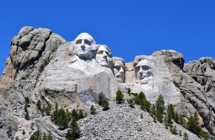 The famous four, Washington, Jefferson, Teddy Roosevelt and Lincoln, left to right